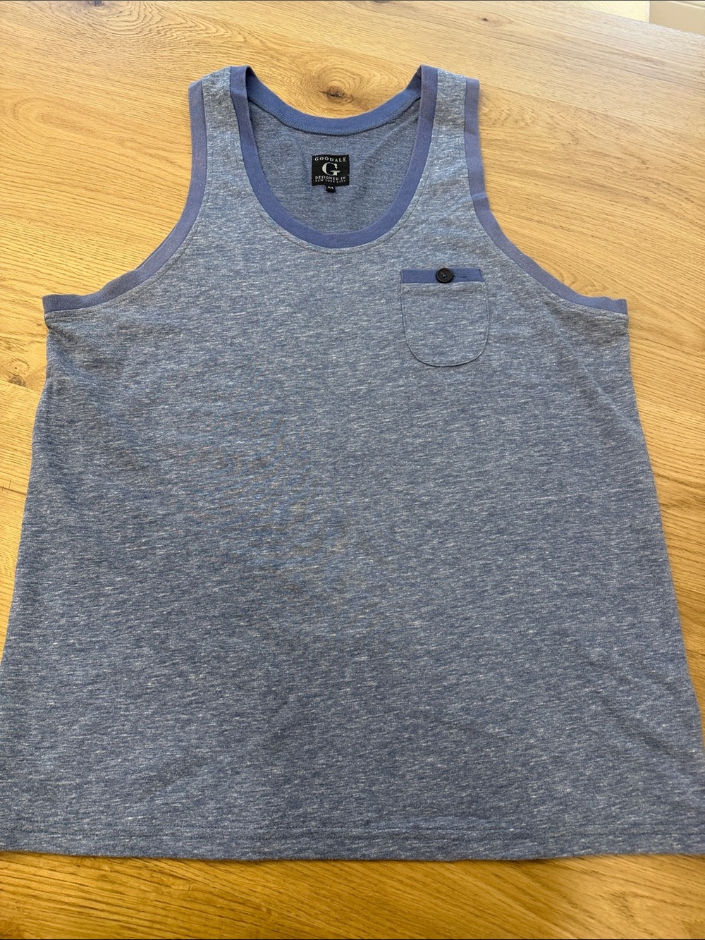 Goodale Designed in NYC  Light Heather Blue Tank with Chest Pocket